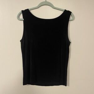 Chicos Travelers Womens Size 2 US L Tank Top Shell Slinky Black Stretch USA Made